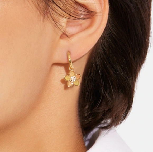 Coach Transparent Wildflower Huggie Earrings - Picture 2 of 2